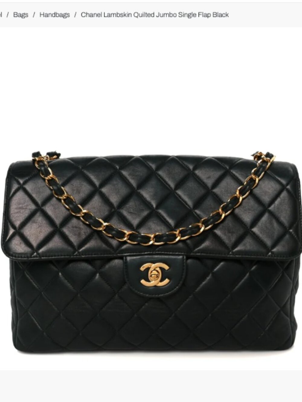 Lambskin Quilted Jumbo Single Flap Black